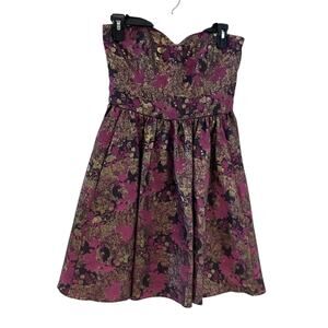 Jay Godfrey Purple Metallic Jacquard Strapless Mini Dress Sz 4